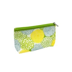 Clinique Floral Cosmetic Makeup Travel Bag Yellow Blue Green‎ 7x10x1 - Set of 15